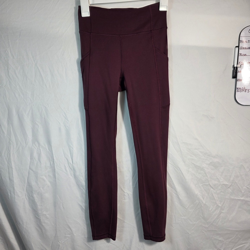 Lululemon All The Right Places Leggings Women 4 Burgundy Good Pockets 25"